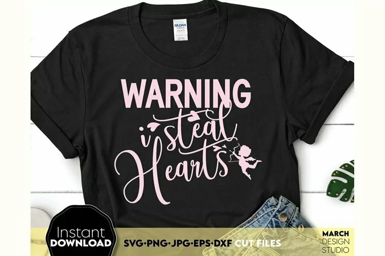 Warning I Steal Hearts Valentines Day Shirts Design SVG PNG