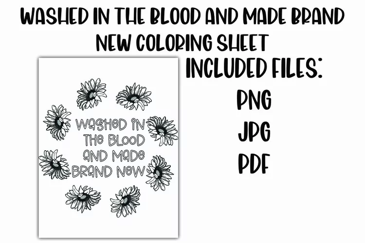 Washed in the Blood Christian Baptism Coloring Sheet