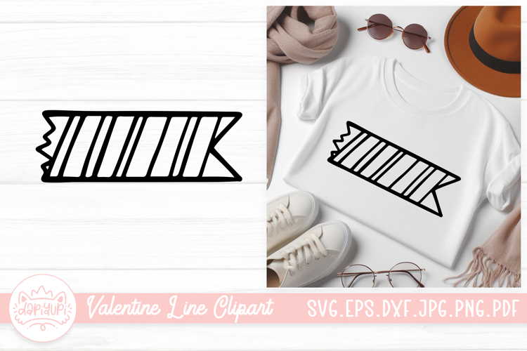 Washi Tape Outline SVG Element For Valentines Day Clipart