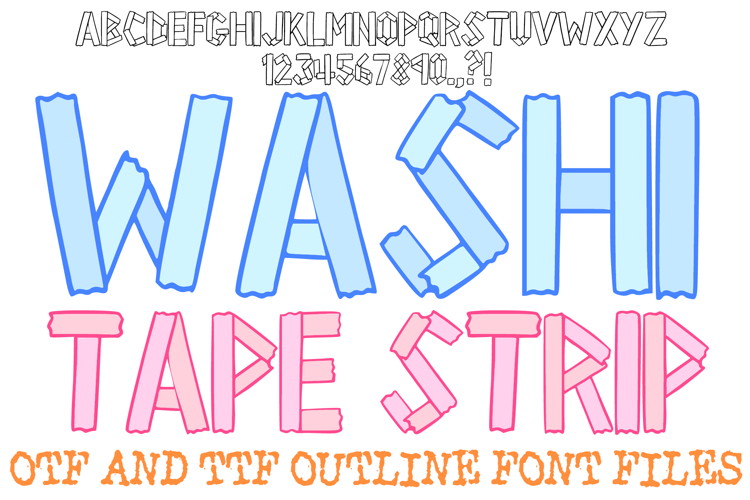 Washi Tape Strip Font Scrapbook Torn Typography Lettering