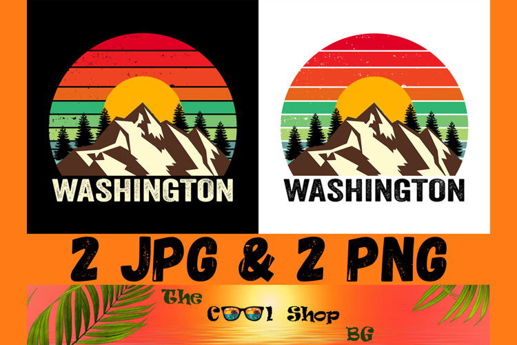 Retro Washington Vintage Sublimation Png, Washington Sunset