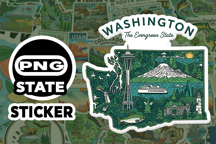 Washington Sticker PNG SVG | State Outline Decal File
