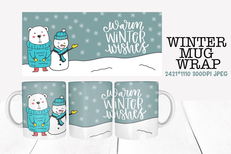 Mug Sublimation Wrap Warm Winter Wishes example image 1