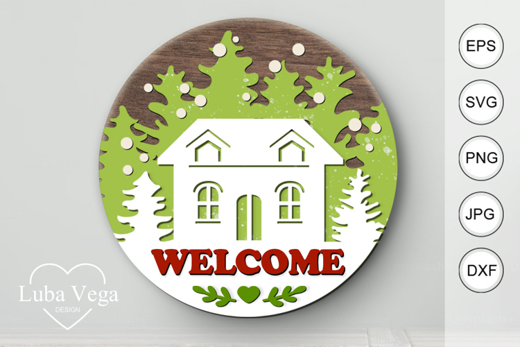 Merry Christmas Home Round Sign SVG | Laser cut SVG
