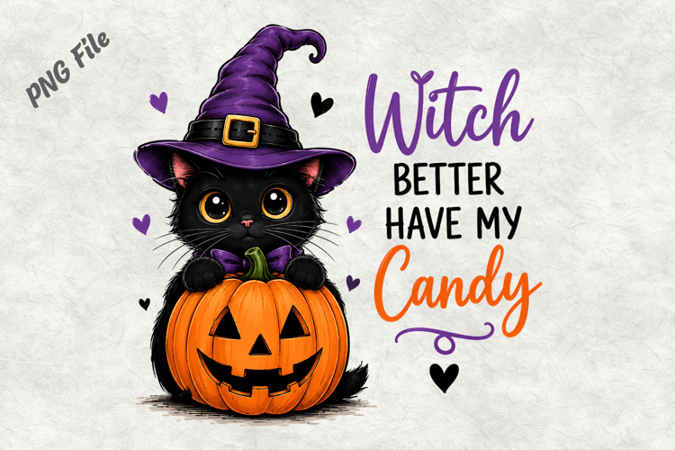 Watch Better Have My Candy Halloween Cat PNG