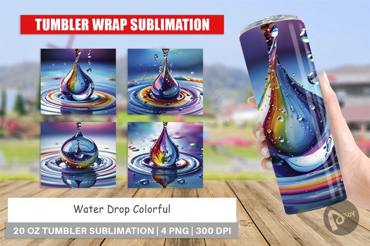 Tumbler Wrap Colorful Water Drops