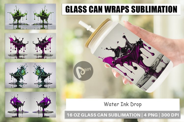 Glass Can Wraps Water Ink Drop