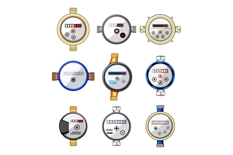 water meter set cartoon
