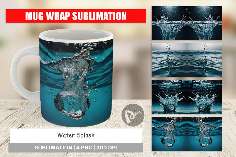 Mug Wrap Design Water Splash