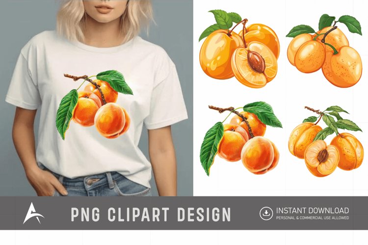Watercolor Apricot Sublimation Clipart