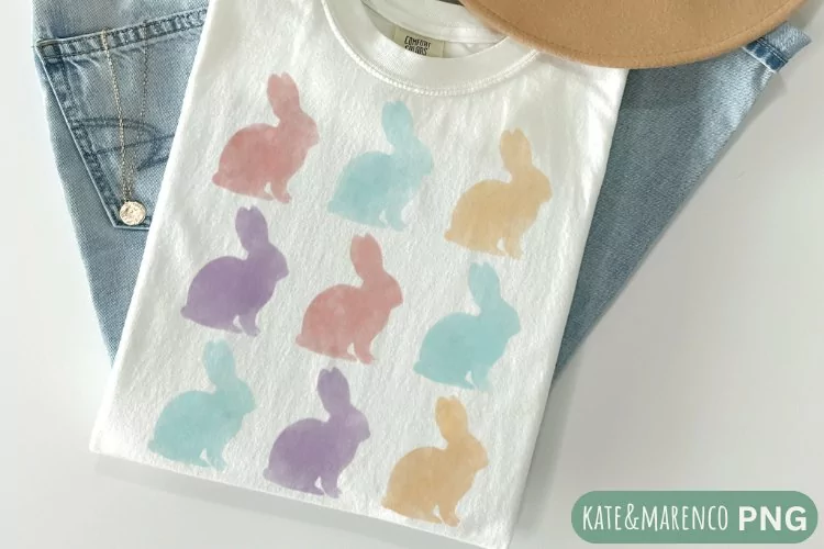 Girl Easter PNG | Watercolor Bunny PNG | Easter Sublimation