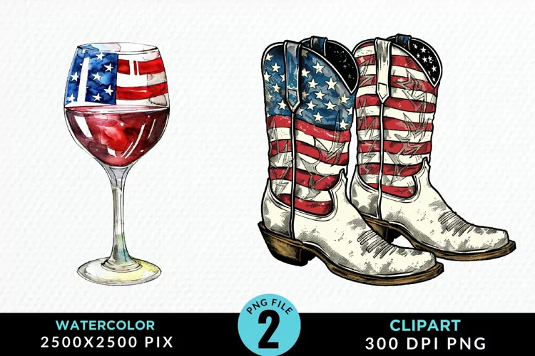 Watercolor 4th of July Design Clipart