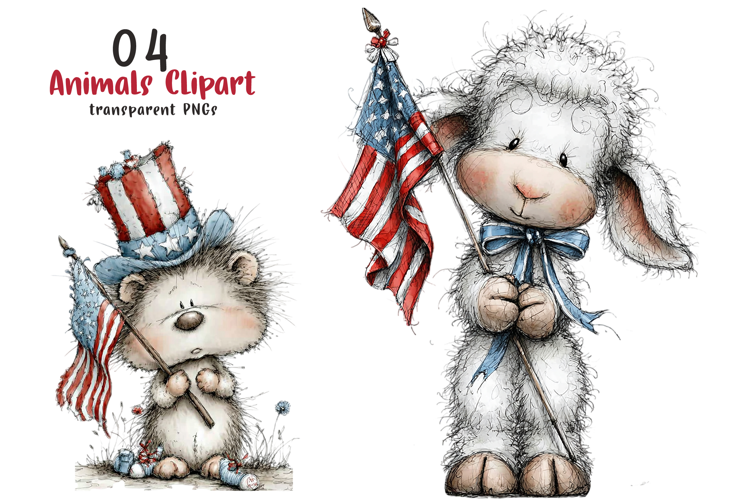 4th of July Animals Clipart