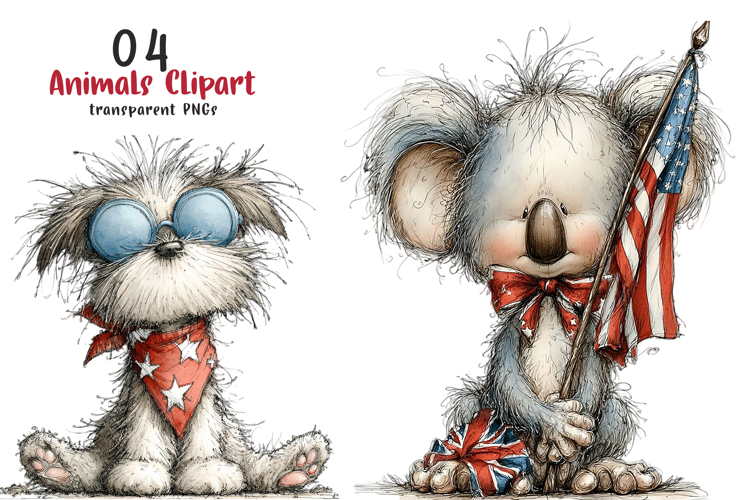 4th of July Animals Clipart