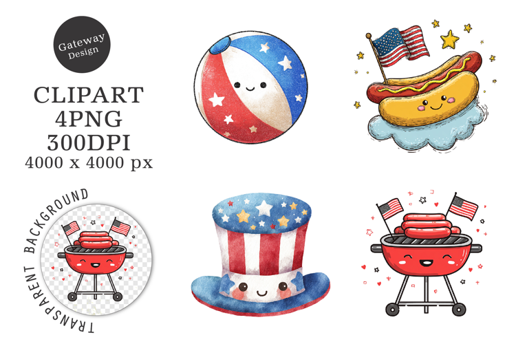 Watercolor 4th Of July Clipart