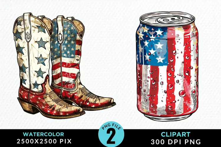 Watercolor 4th of July Graphics Clipart