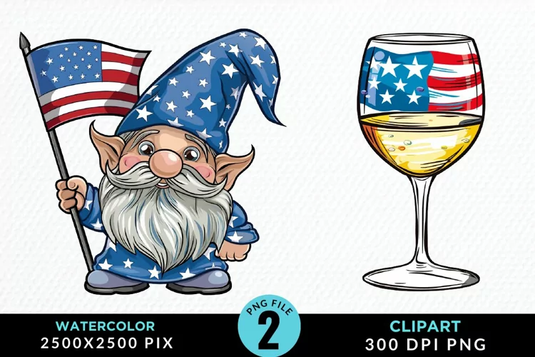 Watercolor 4th of July Graphics Design Clipart