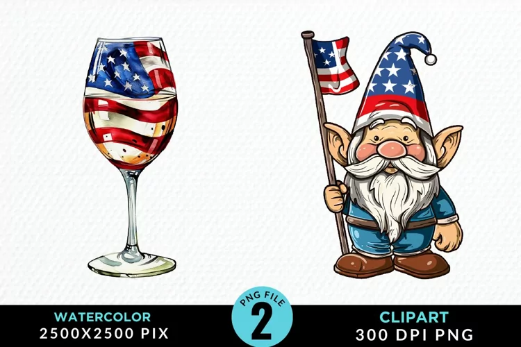 Watercolor 4th of July Graphics Clipart