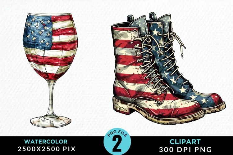 Watercolor 4th of July Graphics Clipart