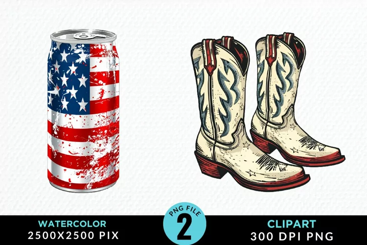 Watercolor 4th of July Graphics Clipart