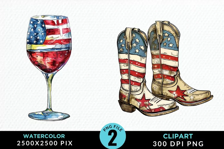 Watercolor 4th of July Design Clipart