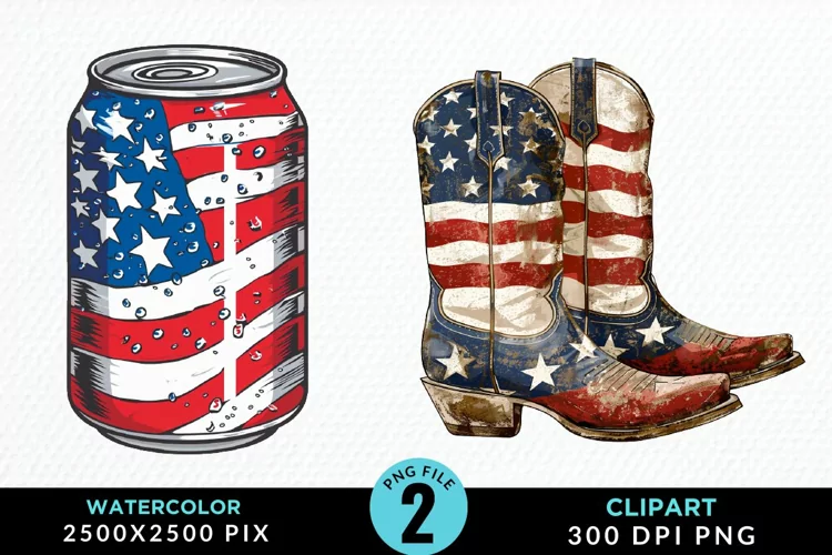Watercolor 4th of July Graphics Clipart