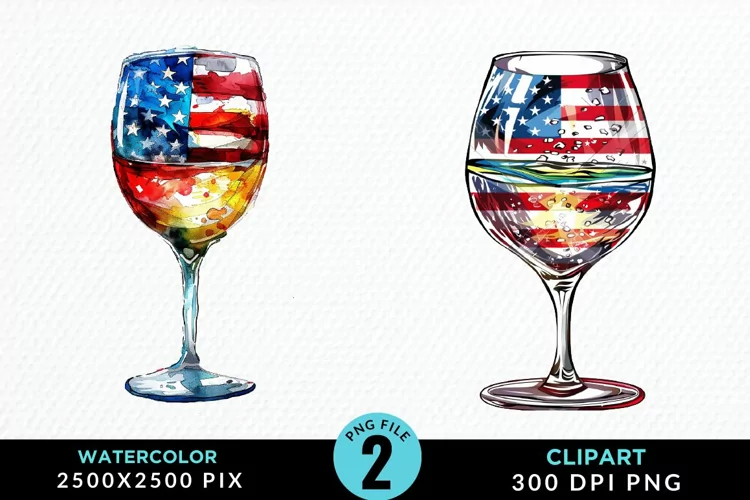 Watercolor 4th of July Graphics Clipart