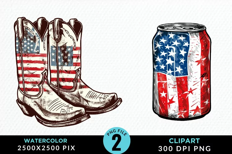 Watercolor 4th of July Graphics Clipart