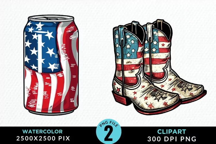 Watercolor 4th of July Graphics Clipart
