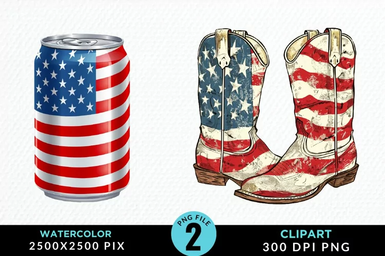 Watercolor 4th of July Graphics Clipart