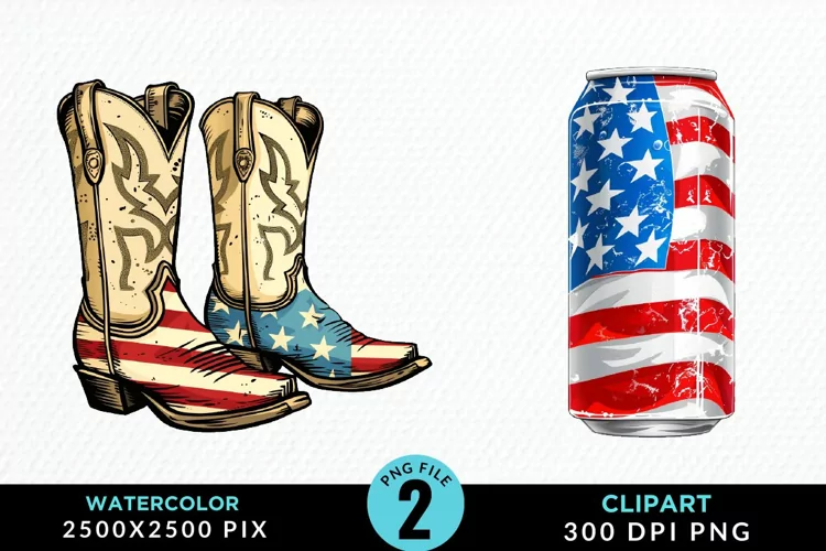 Watercolor 4th of July Graphics Clipart