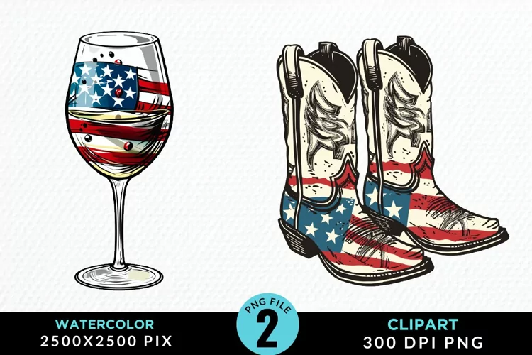 Watercolor 4th of July Graphics Clipart