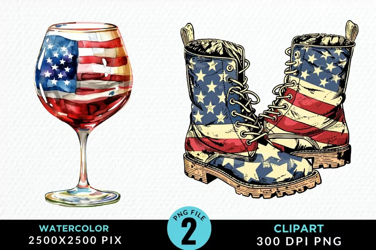 Watercolor 4th of July Design Clipart
