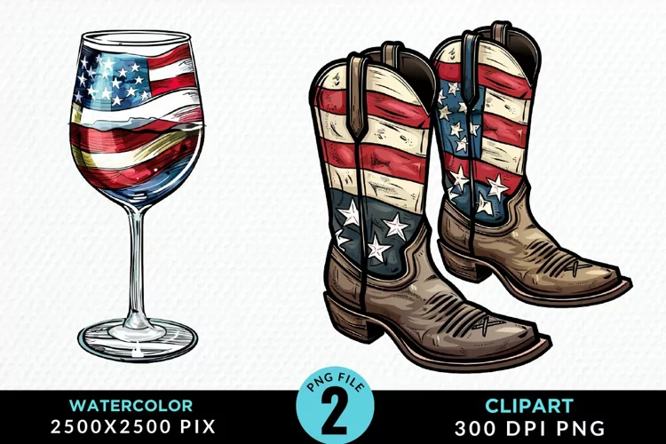 Watercolor 4th of July Graphics Clipart