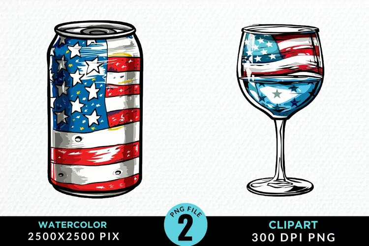 Watercolor 4th of July Graphics Clipart