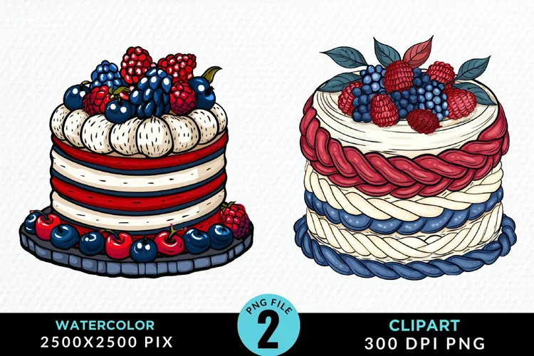 Watercolor 4th Of July Cupcakes Exquisite Clipart