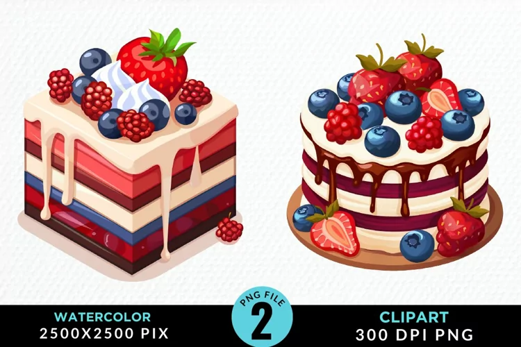 Watercolor 4th Of July Cupcakes Artwork Clipart