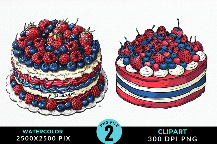 Watercolor 4th Of July Cupcakes Artwork Clipart