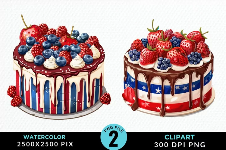Watercolor 4th Of July Cupcakes Exquisite Clipart