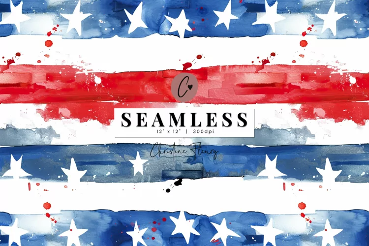 Seamless Watercolor 4th Of July Pattern