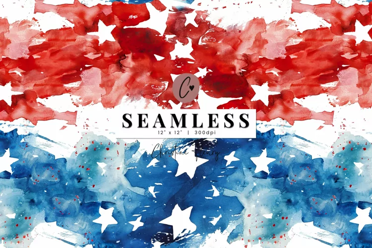 Seamless Watercolor 4th Of July Pattern