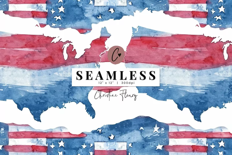 Seamless Watercolor 4th Of July Patriotic Pattern