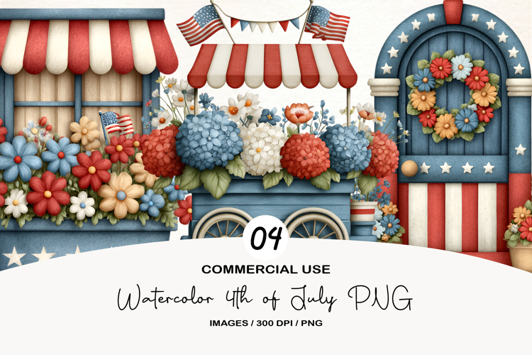 Watercolor 4th of July PNG