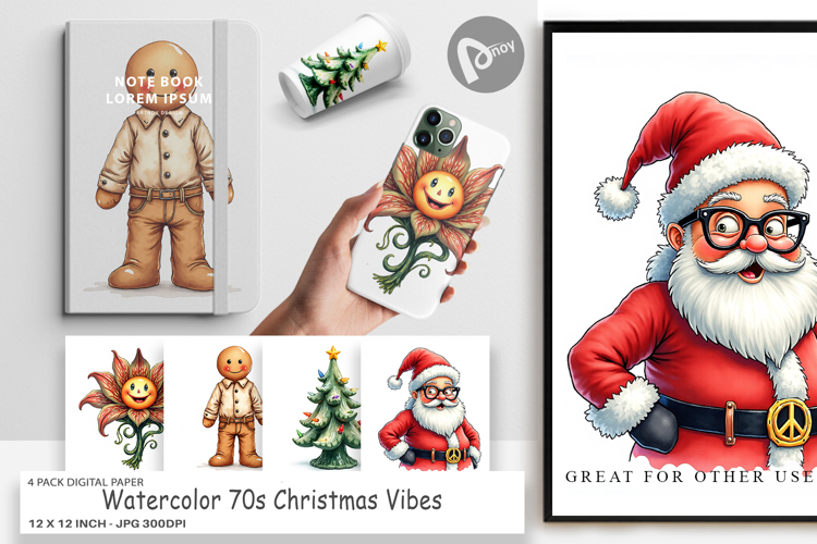 70s Christmas Digital Paper