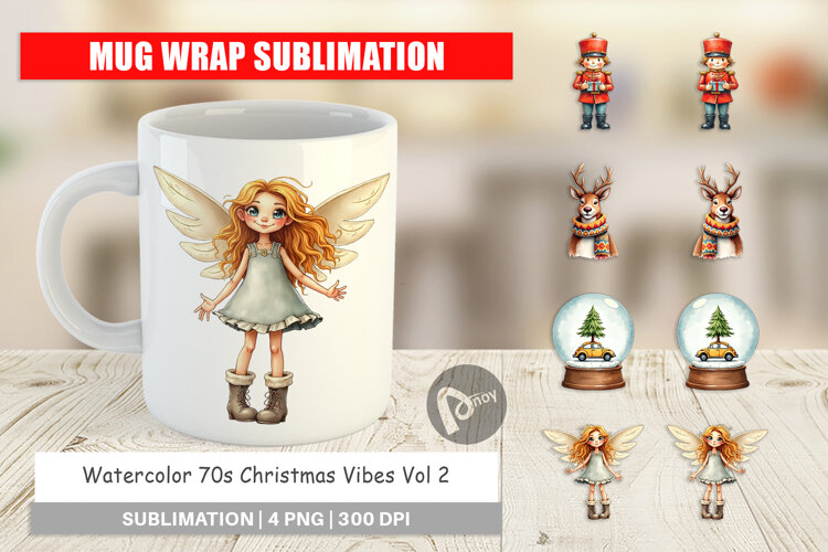 70s Christmas Mug Wrap example image 1