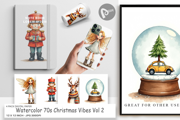 70s Christmas Digital Paper