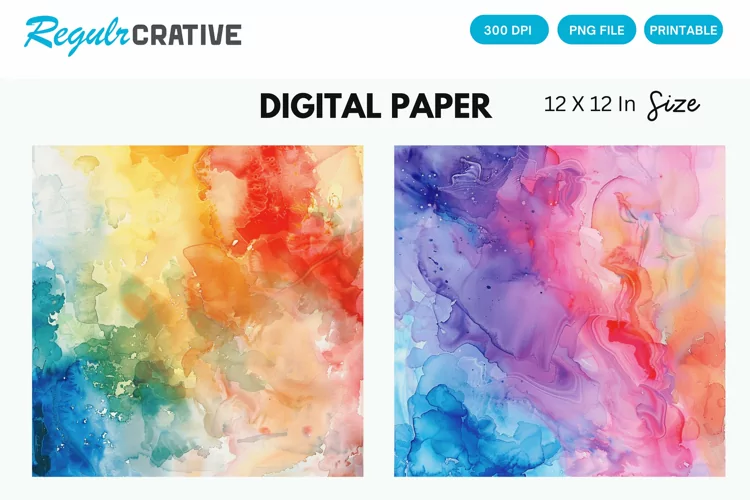 Watercolor Abstract Digital Paper, Abstract Background