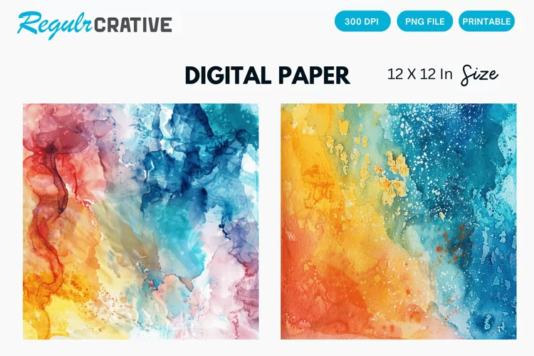 Watercolor Abstract Digital Paper, Abstract Background