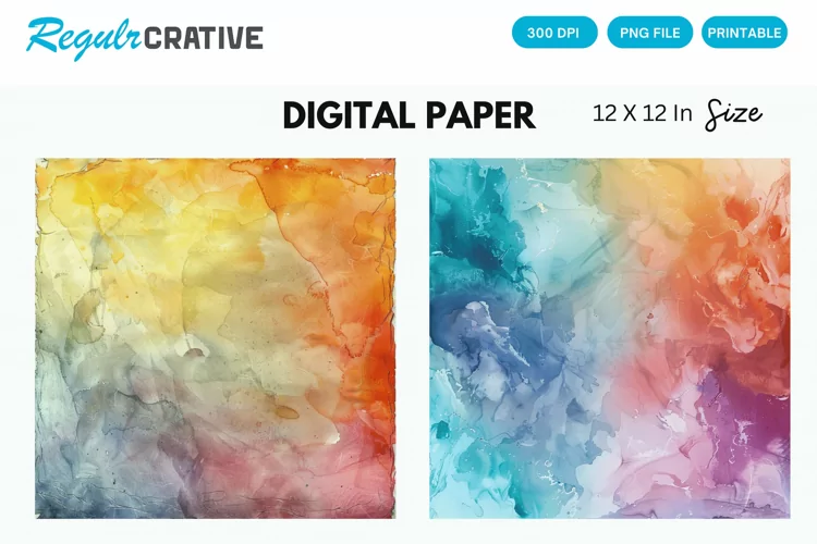 Watercolor Abstract Digital Paper, Abstract Background