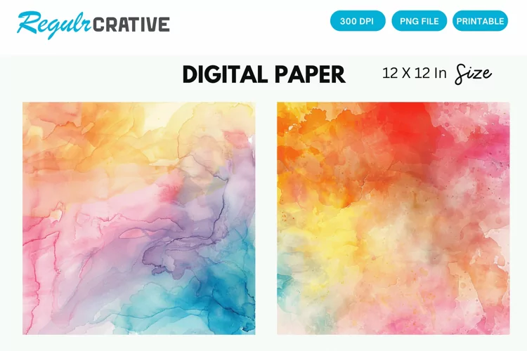 Watercolor Abstract Digital Paper, Abstract Background